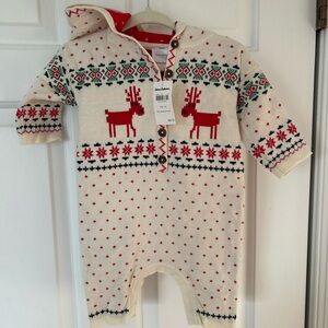 Hanna Andersson Cream and Red Reindeer 100% cotton
